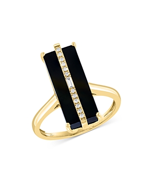 Bloomingdale's Onyx & Diamond Column Ring In 14k Yellow Gold - 100% Exclusive In Black/yellow