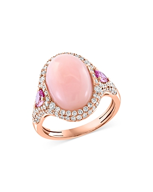 Bloomingdale's Pink Opal, Pink Sapphire & Diamond Cabochon Ring In 14k Rose Gold - 100% Exclusive In Pink/rose Gold