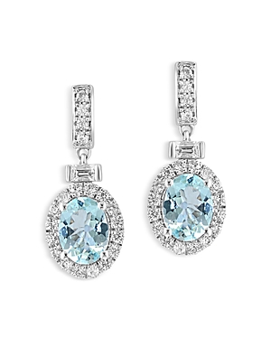Bloomingdale's Aquamarine & Diamond Drop Earrings In 14k White Gold - 100% Exclusive In Blue/white