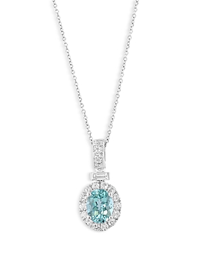 Bloomingdale's Aquamarine & Diamond Pendant Necklace In 14k White Gold, 16-18 - 100% Exclusive In Blue/white