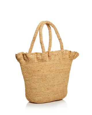 Cyrus Raffia Ruffle Tote 
