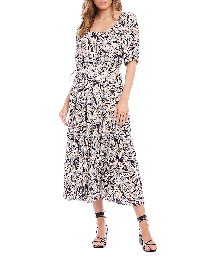 Karen Kane Printed Puff Sleeve Midi Dress | Bloomingdale's
