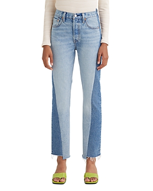LEVI'S 501 SPLICED HIGH RISE STRAIGHT JEANS IN WASTE NOT WANT NOT