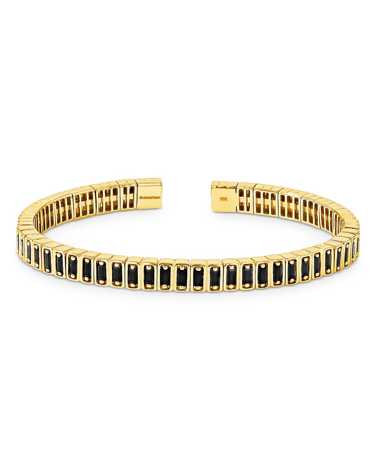 Suzanne Kalan 18K Yellow Gold Inlay Black Sapphire Cuff Bracelet in Black/Yellow