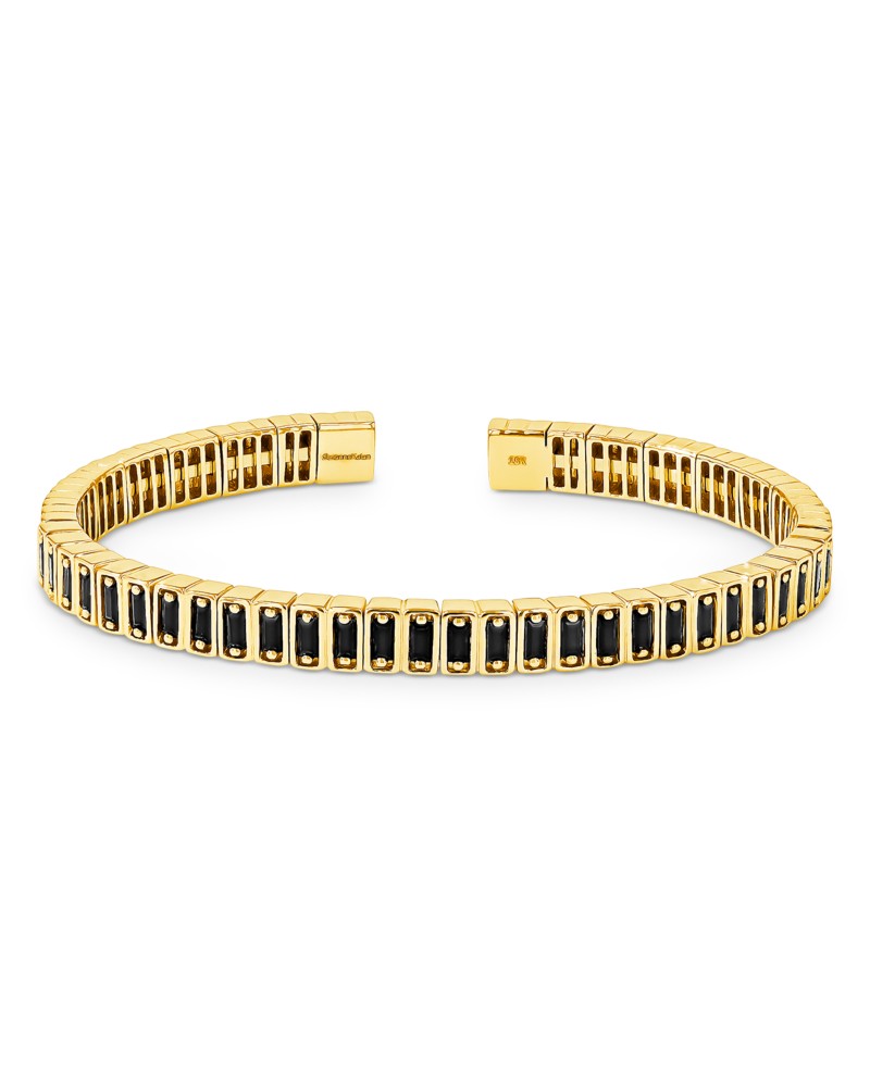 Suzanne Kalan 18K Yellow Gold Inlay Black Sapphire Cuff Bracelet in Black/Yellow