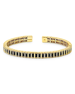 Suzanne Kalan 18K Yellow Gold Inlay Black Sapphire Cuff Bracelet