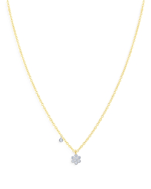Shop Meira T 14k White & Yellow Gold Diamond Mini Flower & Bezel Pendant Necklace In White/yellow