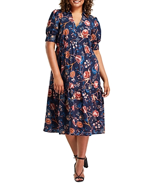 Estelle Plus Tuscan Blooms Midi Dress In Print