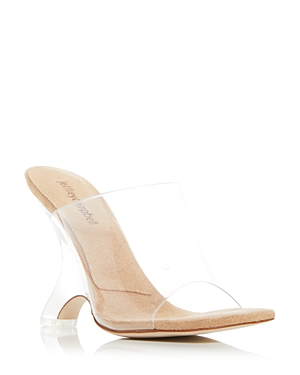 Jeffrey Campbell Bare Slide Sandal In Nude Suede Clear
