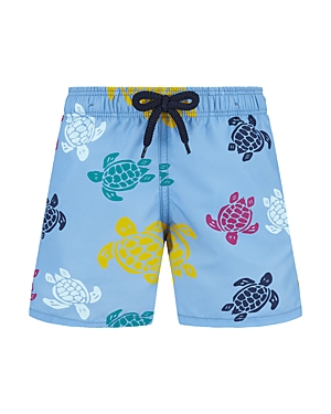 Shop Vilebrequin Boys' Shark All Around Swim Shorts - Little Kid, Big Kid In Pastel Blu
