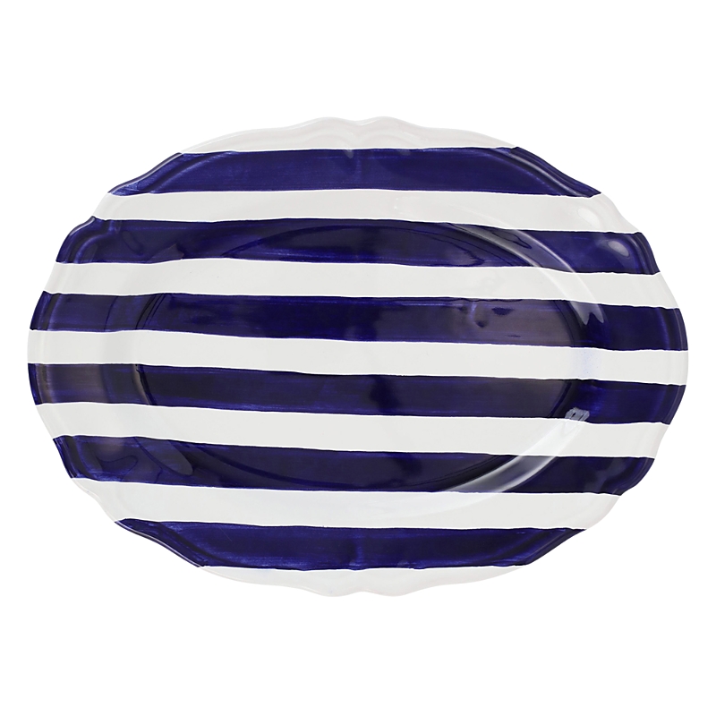 Vietri Amalfitana Striped Oval Platter In Dark Blue