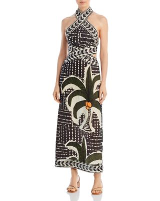 chinese dress ladies Johanna Ortiz Water Adventure Cut Out Linen Midi Dress