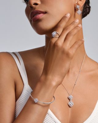 Diamond Clover Drop Earrings in 14k White Gold, 2.15 tcw 