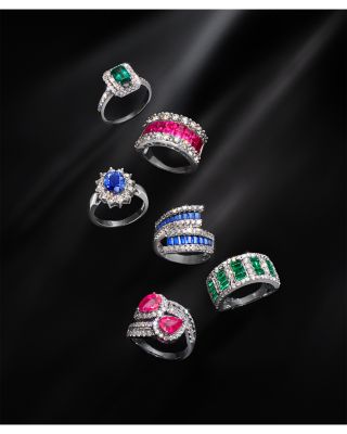 Blue Sapphire and Diamond Statement Ring in 14K White Gold&nbsp;