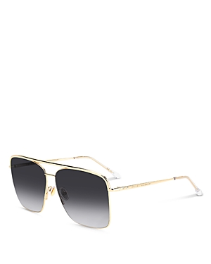 Shop Isabel Marant Rectangular Aviator Sunglasses, 62mm In Gold/gray Gradient