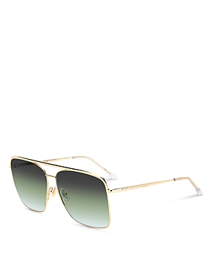 Shop Isabel Marant Rectangular Aviator Sunglasses, 62mm In Gold/green Gradient