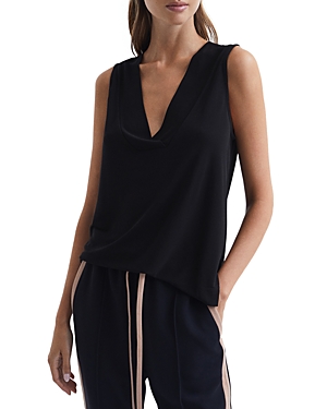 Reiss Taylor V-neck Shell Blouse In Black