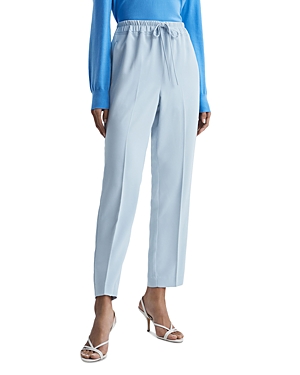 Reiss Womens Ice Blue Hailey Drawstring-waist Tapered-leg Recycled Polyester-blend Trousers In Ice Blue