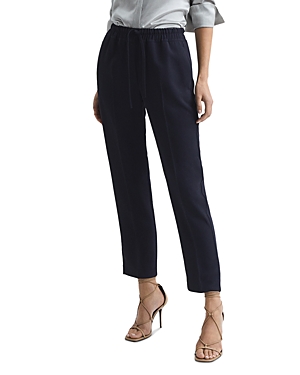 Shop Reiss Hailey Pull On Tapered Pants In Navy