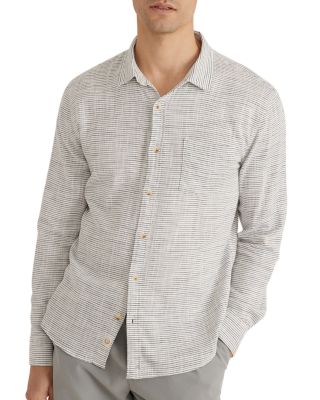Selvage Striped Long Sleeve Button Front Shirt