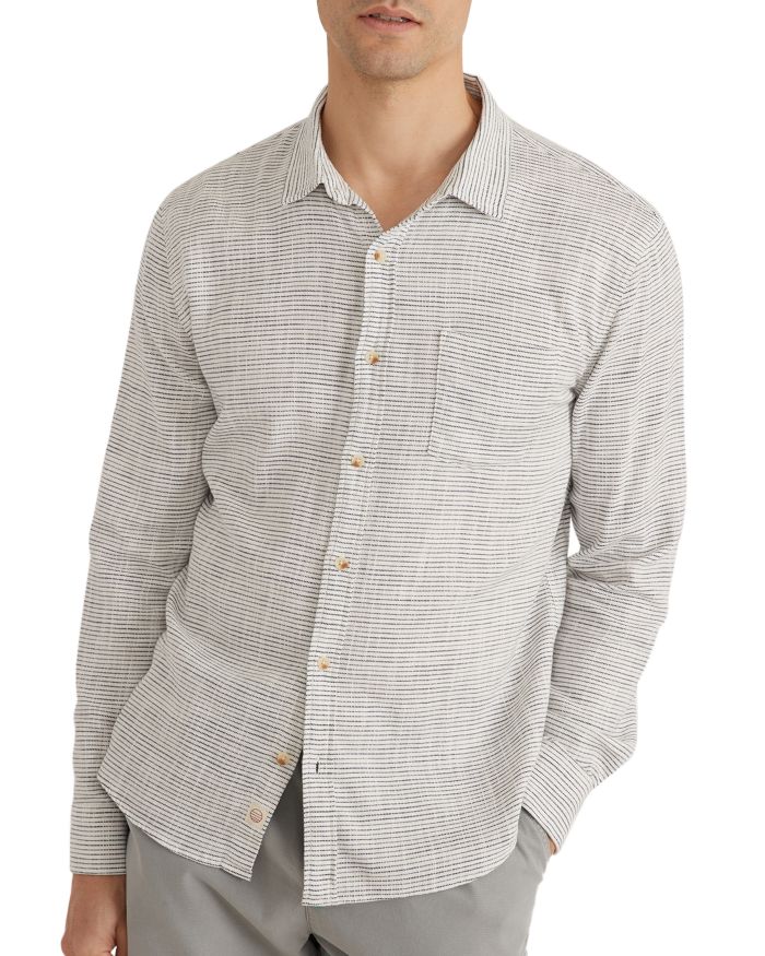 Selvage Striped Long Sleeve Button Front Shirt