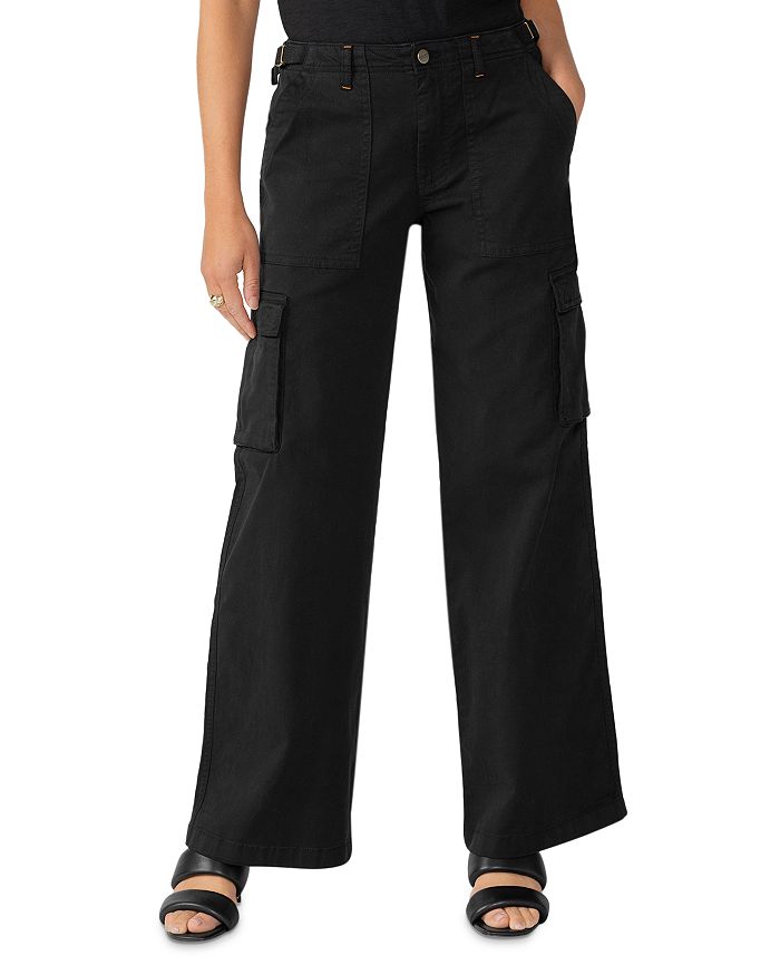 Spring Black Full-Length Oversized Loose Fit Wide Leg Cargo Pants