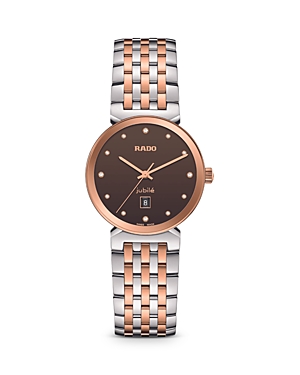 Rado Florence Classic Diamonds Watch, 30mm In Brown/rose Gold