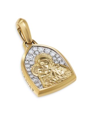 18K Yellow Gold St. Anthony Amulet with Pav&eacute; Diamonds
