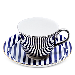 Shop Richard Brendon Tea Saucer And Reflect Teacup Set In Platinum