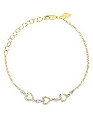 Shop Meira T Two Tone Gold Diamond (0.21 Ct. T.w.) Hearts Bracelet In Gold/white
