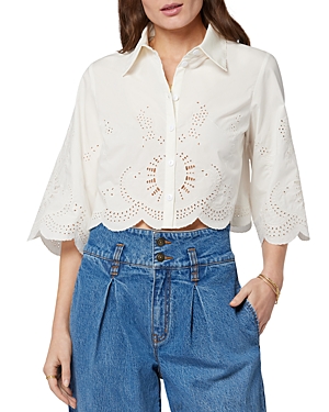 Joie Pheobe Cotton Embroidered Cropped Blouse
