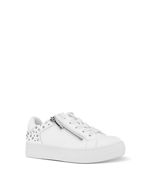 Nina Girls' Delphina Studded Zip Sneakers - Toddler, Little Kid, Big Kid In White Smooth