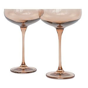 Shop Estelle Colored Glass Champagne Coupes, Set Of 2 In Amber Smoke