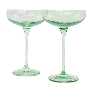 Shop Estelle Colored Glass Champagne Coupes, Set Of 2 In Mint Green