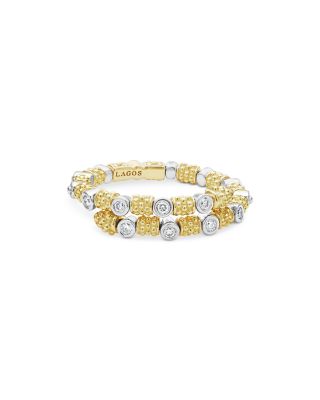 18K White & Yellow Gold Signature Caviar Diamond Coil Ring