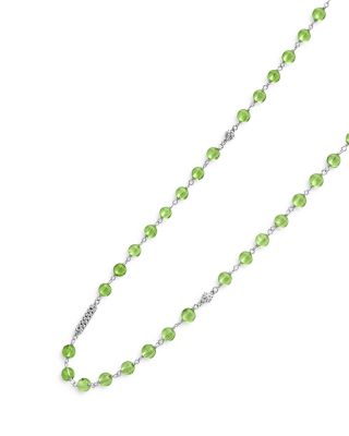 Sterling Silver Caviar Peridot Bead Station Necklace, 34"