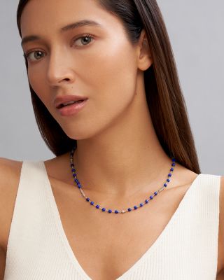 Sterling Silver Caviar Bead Station Necklace, 16"-18"