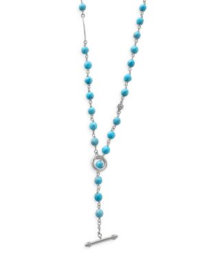 Sterling Silver Caviar Turquoise Bead Station Necklace, 34"