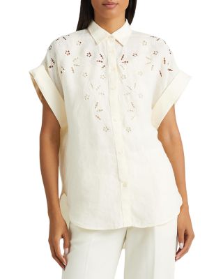 Ralph Lauren Linen Eyelet Embroidery Shirt Bloomingdale s