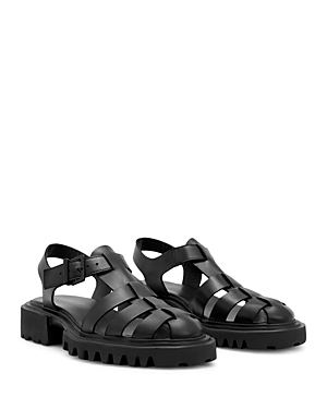 Allsaints Nessie Leather Sandals In Black-white In Black