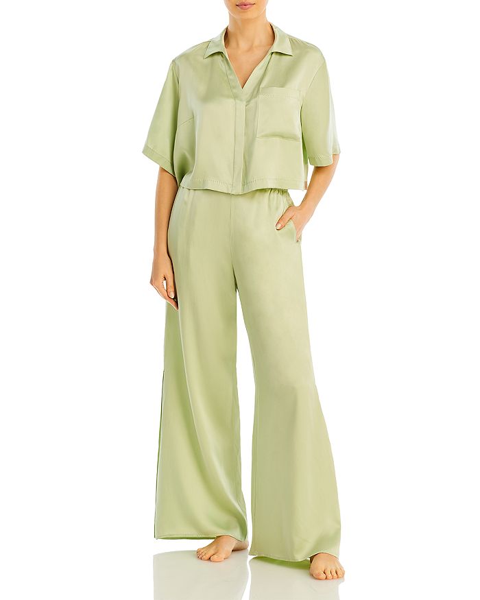 Shop Lunya Washable Silk Pajama Set In Ethereal Green