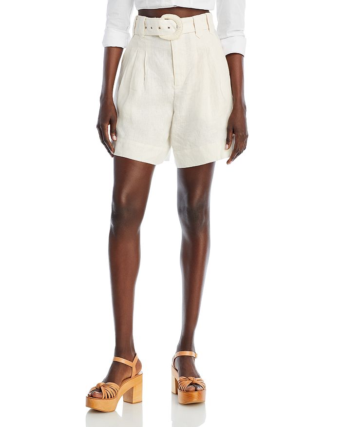 FARM Rio Tailored Linen High Rise Shorts | Bloomingdale's