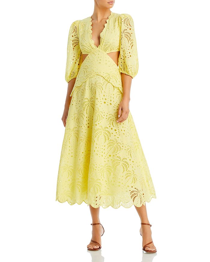 FARM Rio Cotton Eyelet Midi Dress | Bloomingdale's