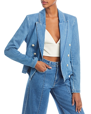 Shop L Agence L'agence Wayne Open Front Denim Blazer In Provo