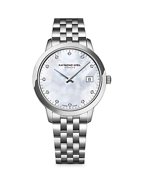 Shop Raymond Weil Toccata Mother-of-pearl & Diamond Watch, 34mm In Silver