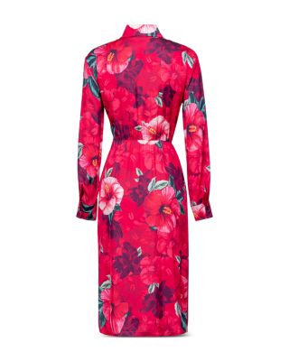pinko flower dress PINKO floral-print tie-neck Mini Dress | Purple