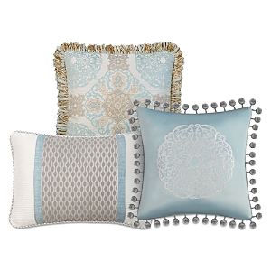 Shop Waterford Jonet Decorative Pillows, Set Of 3 In Cream/aqua