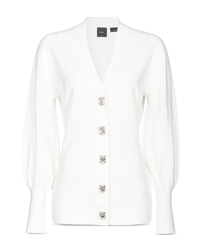 PINKO Rhinestone Button Puff Sleeve Cardigan Bloomingdale s