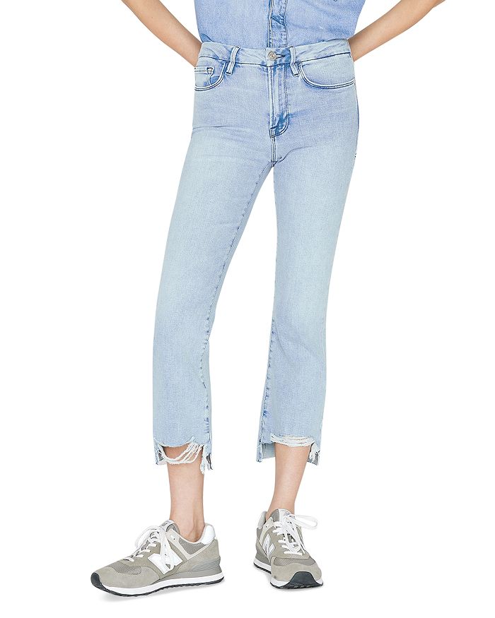 FRAME Le Mini Boot distressed mid-rise bootcut jeans