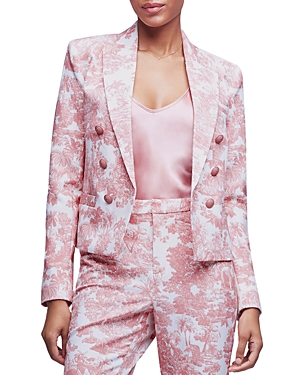 L AGENCE L'AGENCE BROOKE PRINTED DOUBLE BREASTED CROPPED BLAZER